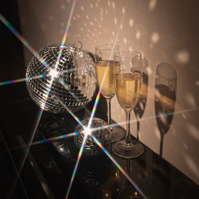 Disco Ball Champagne Celebration Holiday Sparkle Photography